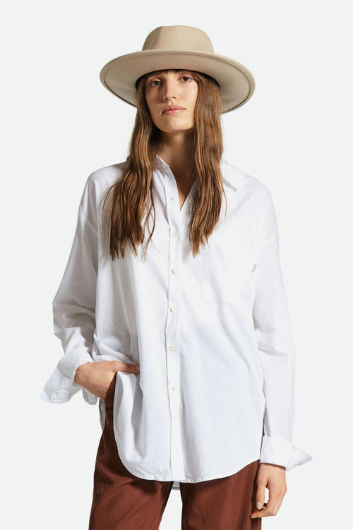 Sidney Oversized L/S Woven - White Solid - Wave Riding Vehicles