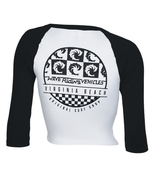 VB Wall Ladies Crop Raglan T-Shirt - Wave Riding Vehicles