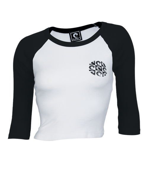 VB Wall Ladies Crop Raglan T-Shirt - Wave Riding Vehicles