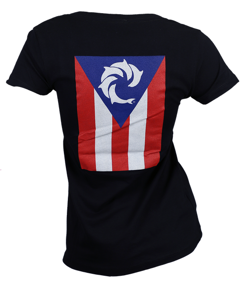 PR Vert Flag Ladies V-Neck S/S T-Shirt - Wave Riding Vehicles