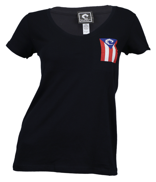 PR Vert Flag Ladies V-Neck S/S T-Shirt - Wave Riding Vehicles