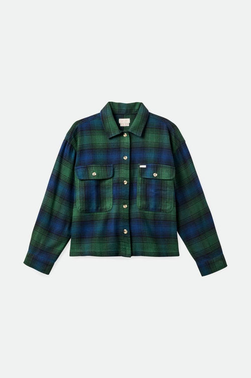 Bowery Women's L/S Flannel - Pine Needle/Deep Sea - Wave Riding Vehicles