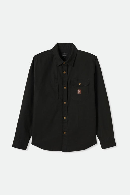 Builders Stretch L/S Overshirt - Washed Black - Wave Riding Vehicles