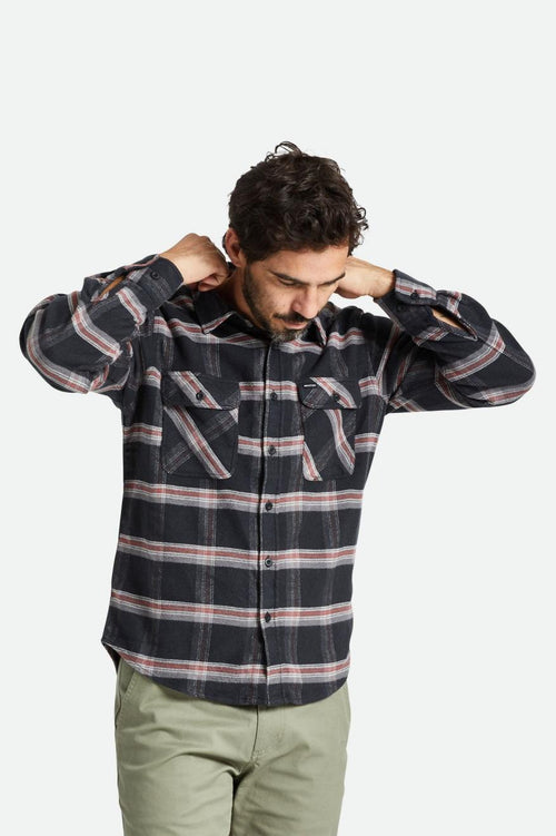 Bowery Stretch Water Resistant L/S Flannel - Black/Charcoal/Barn Red - Wave Riding Vehicles