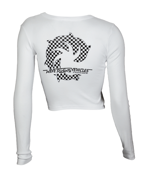 Checker Ladies Crop L/S T-Shirt - Wave Riding Vehicles
