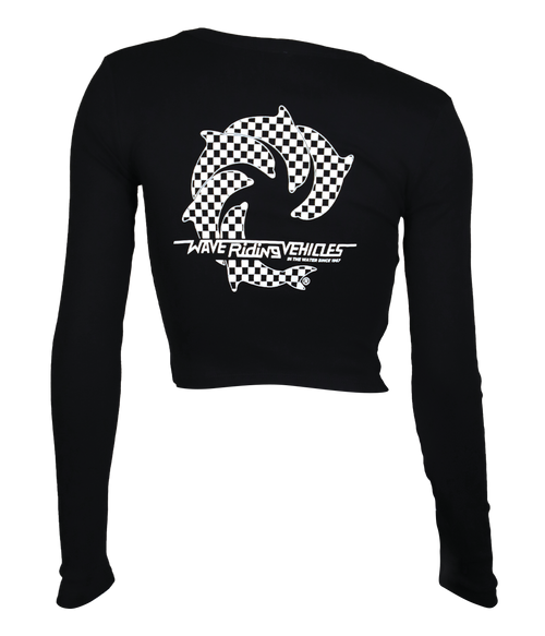 Checker Ladies Crop L/S T-Shirt - Wave Riding Vehicles