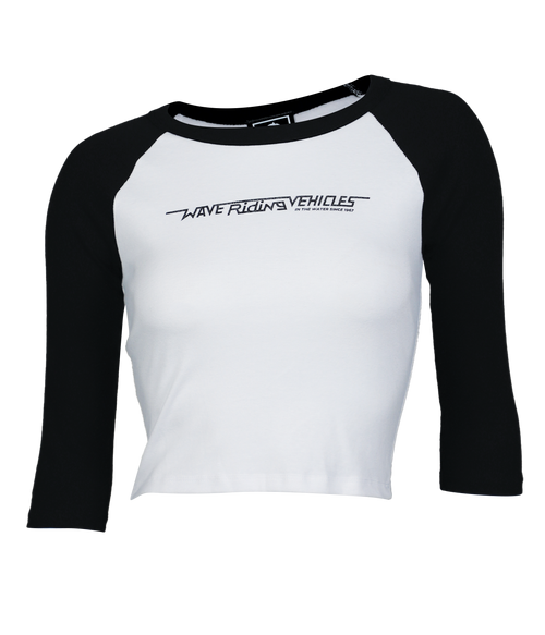 Checker Ladies Crop Raglan T-Shirt - Wave Riding Vehicles