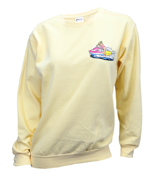 Get Wet Ladies Crew Sweatshirt - Wave Riding Vehicles