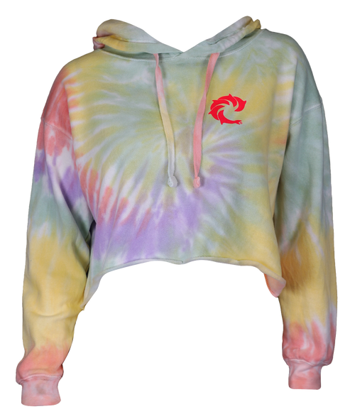 Solid Tie Dye Ladies Crop P/O Hooded Sweatshirt - Wave Riding Vehicles