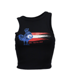 Rooster Flag Ladies Crop Tank Top - Wave Riding Vehicles