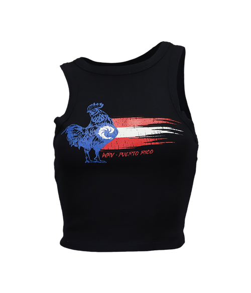 Rooster Flag Ladies Crop Tank Top - Wave Riding Vehicles
