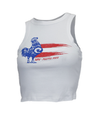 Rooster Flag Ladies Crop Tank Top - Wave Riding Vehicles