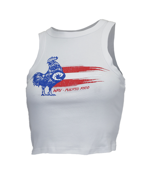Rooster Flag Ladies Crop Tank Top - Wave Riding Vehicles