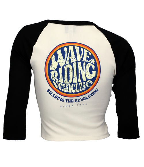 Shaping the Revolution Ladies Raglan Crop T-Shirt - Wave Riding Vehicles