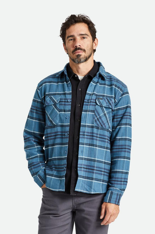 Bowery Stretch Water Resistant Flannel - Ocean Blue/Washed Navy/Mineral Grey - Wave Riding Vehicles