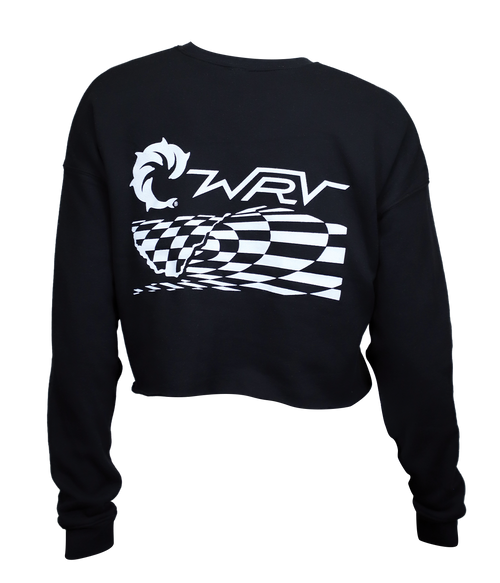Checker Wave Ladies Crop Crew Sweatshirt - Wave Riding Vehicles