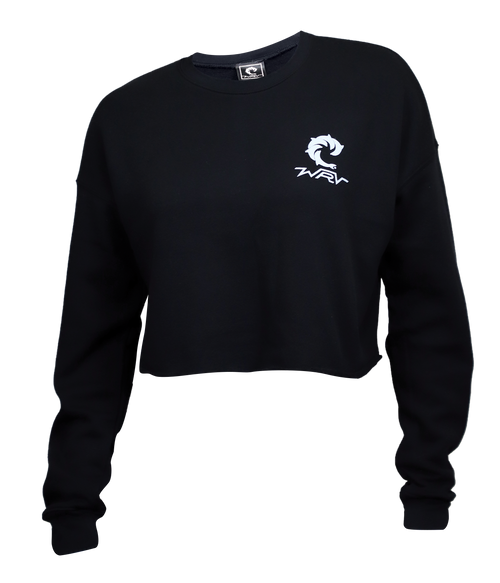 Checker Wave Ladies Crop Crew Sweatshirt - Wave Riding Vehicles