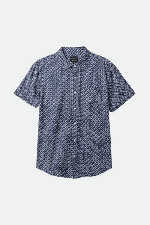 Charter Print S/S Woven Shirt - Washed Navy/White Tile - Wave Riding Vehicles