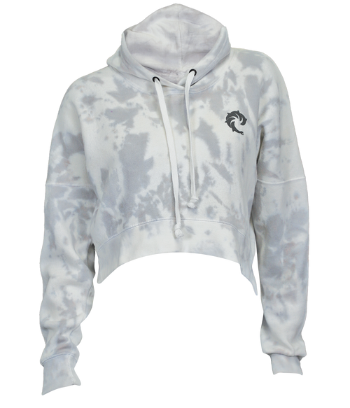 Solid Ladies Tie Die Crop P/O Hooded Sweatshirt - Wave Riding Vehicles