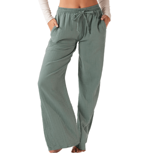 Sage Wide Leg Cotton Drawstring Pants With Pockets - Wave Riding Vehicles