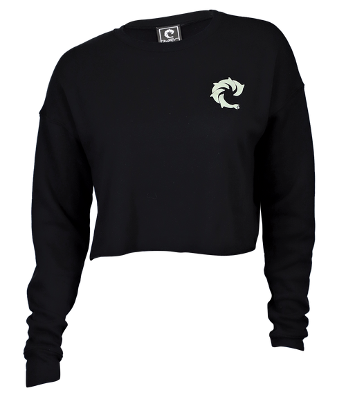 Solid Ladies Crop Crew Sweatshirt - Wave Riding Vehicles