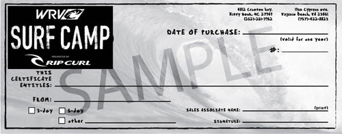 3-DAY AFTERNOON SURF CAMP GIFT CERTIFICATE - Wave Riding Vehicles